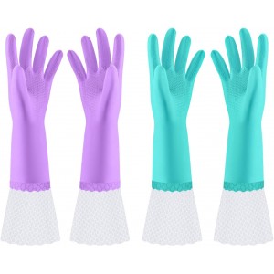 Long Dishwashing Cleaning Gloves with Latex Free, Long Cuff,Cotton Lining,Kitchen Gloves